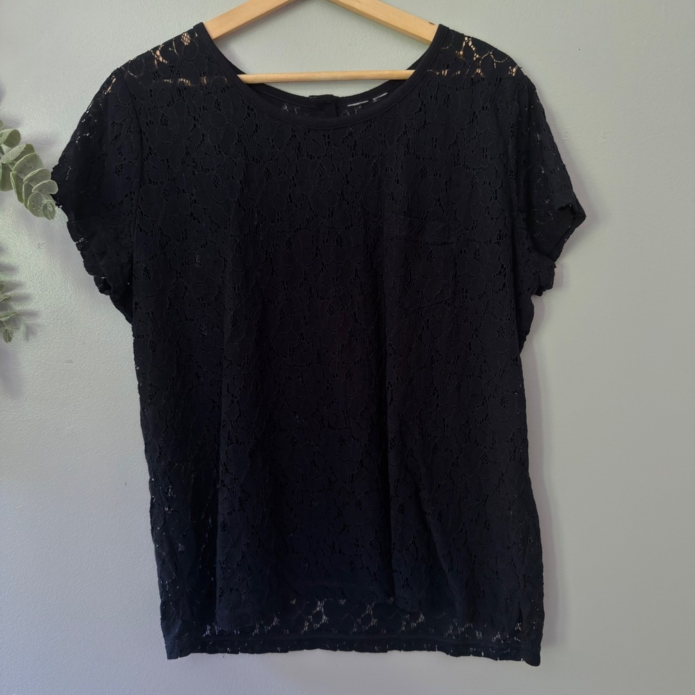 Victorian Romantic Fairy Blue Floral Lace Short Sleeve Blouse Top Pocket Detail